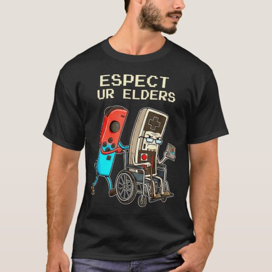 Respect Ur Elders Retro Gaming Controller Funny Tシャツ (正面)