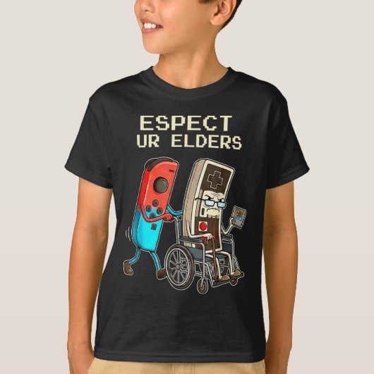 Respect Ur Elders Retro Gaming Controller Funny  Tシャツ (正面)