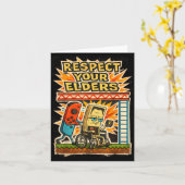 Respect Your Elders Funny Gamer Controller 80s Ret カード (黄色い花)