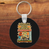 Respect Your Elders Funny Gamer Controller 80s Ret キーホルダー (正面)