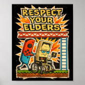 Respect Your Elders Funny Gamer Controller 80s Ret ポスター (正面)