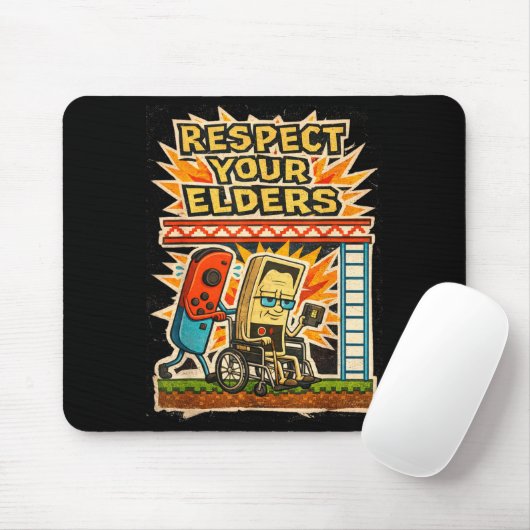 Respect Your Elders Funny Gamer Controller 80s Ret マウスパッド (マウス)
