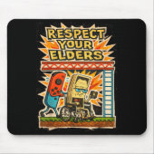 Respect Your Elders Funny Gamer Controller 80s Ret マウスパッド (正面)