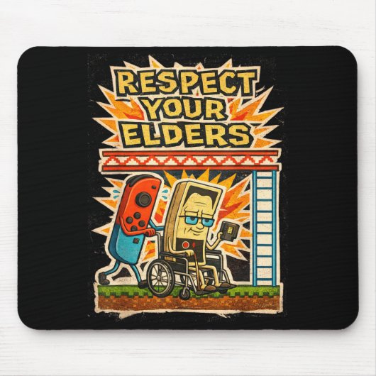 Respect Your Elders Funny Gamer Controller 80s Ret マウスパッド (正面)
