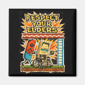 Respect Your Elders Funny Gamer Controller 80s Ret マグネット (正面)