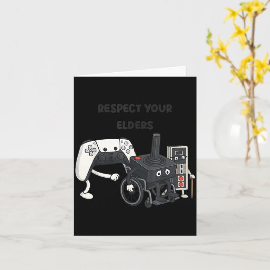 Respect Your Elders Funny Gaming 80s Style Old New カード (黄色い花)