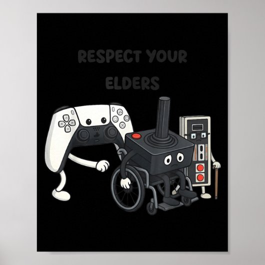 Respect Your Elders Funny Gaming 80s Style Old New ポスター (正面)