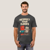 Respect Your Elders Funny Humor Gamer Gaming Retro Tシャツ (正面フル)