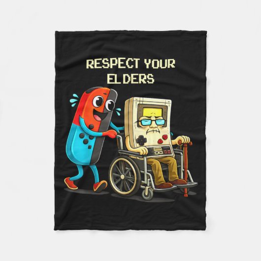 Respect Your Elders Funny Retro Gaming  フリースブランケット (正面)
