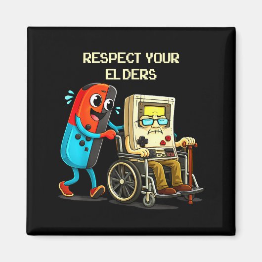 Respect Your Elders Funny Retro Gaming  マグネット (正面)
