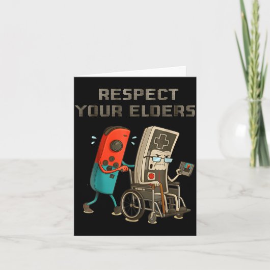 Respect Your Elders Funny Retro Gaming Clic Consol カード (正面)