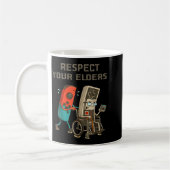 Respect Your Elders Funny Retro Gaming Clic Consol コーヒーマグカップ (左)