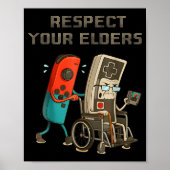 Respect Your Elders Funny Retro Gaming Clic Consol ポスター (正面)