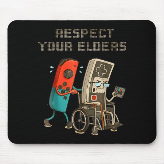Respect Your Elders Funny Retro Gaming Clic Consol マウスパッド (正面)