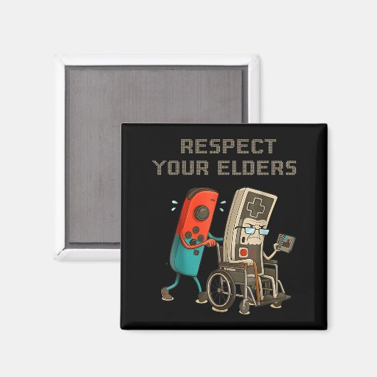 Respect Your Elders Funny Retro Gaming Clic Consol マグネット (正面/裏面)