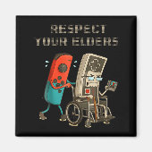 Respect Your Elders Funny Retro Gaming Clic Consol マグネット (正面)