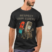 Respect Your Elders Funny Retro Gaming Clic Consol Tシャツ (正面)