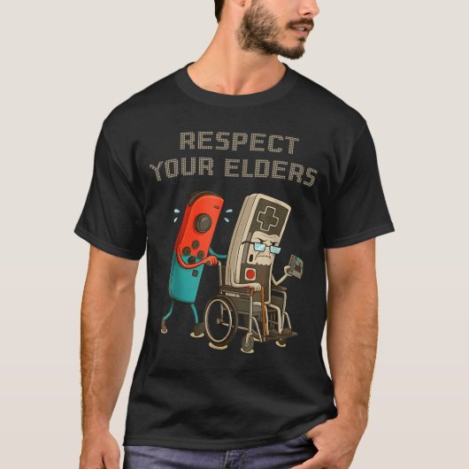 Respect Your Elders Funny Retro Gaming Clic Consol Tシャツ (正面)