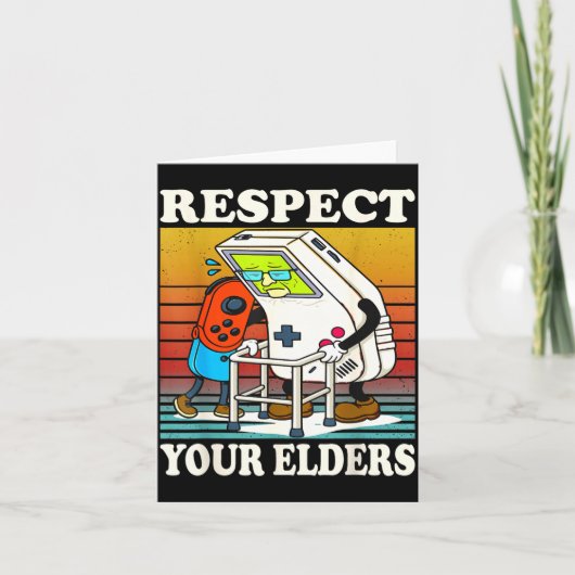 Respect Your Elders Gaming Control 80s Retro Funny カード (正面)