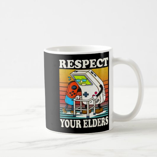 Respect Your Elders Gaming Control 80s Retro Funny コーヒーマグカップ (右)