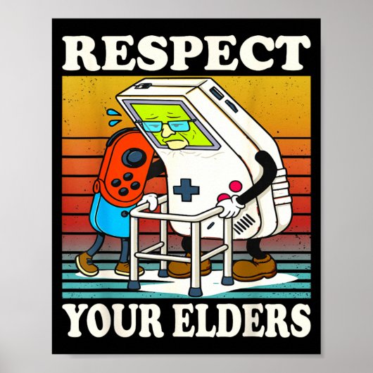 Respect Your Elders Gaming Control 80s Retro Funny ポスター (正面)