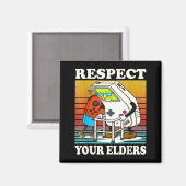Respect Your Elders Gaming Control 80s Retro Funny マグネット (正面/裏面)