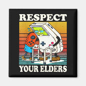 Respect Your Elders Gaming Control 80s Retro Funny マグネット (正面)
