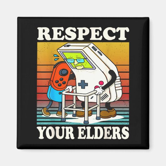 Respect Your Elders Gaming Control 80s Retro Funny マグネット (正面)