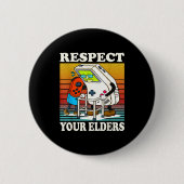 Respect Your Elders Gaming Control 80s Retro Funny 缶バッジ (正面)