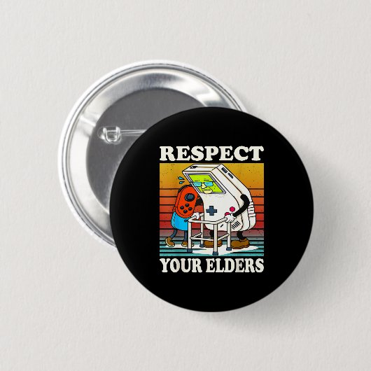 Respect Your Elders Gaming Control 80s Retro Funny 缶バッジ (正面&裏面)