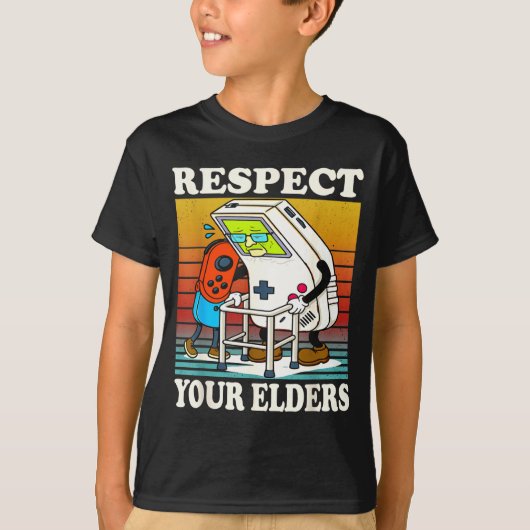 Respect Your Elders Gaming Control 80s Retro Funny Tシャツ (正面)