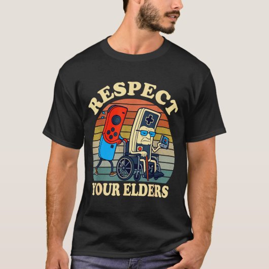 Respect Your Elders Gaming Control 80s Retro Funny Tシャツ (正面)
