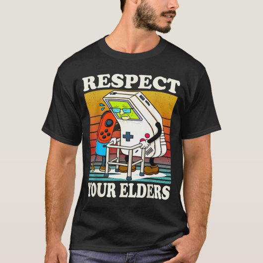 Respect Your Elders Gaming Control 80s Retro Funny Tシャツ (正面)