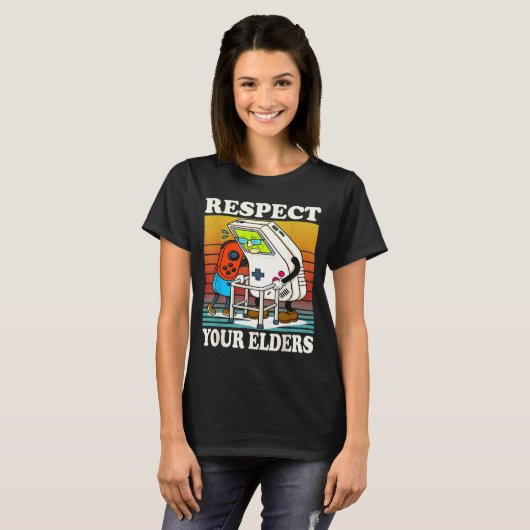 Respect Your Elders Gaming Control 80s Retro Funny Tシャツ (正面フル)