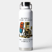 Respect Your Elders Gaming Control Retro Funny ウォーターボトル (背面)