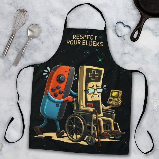 Respect Your Elders Gaming Control Retro Funny エプロン