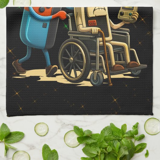 Respect Your Elders Gaming Control Retro Funny キッチンタオル (折り畳み)