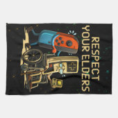 Respect Your Elders Gaming Control Retro Funny キッチンタオル (横)