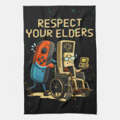 Respect Your Elders Gaming Control Retro Funny キッチンタオル (縦)