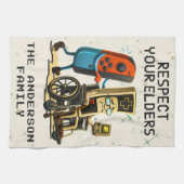 Respect Your Elders Gaming Control Retro Funny キッチンタオル (横)