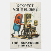 Respect Your Elders Gaming Control Retro Funny キッチンタオル (縦)