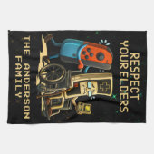 Respect Your Elders Gaming Control Retro Funny キッチンタオル (横)