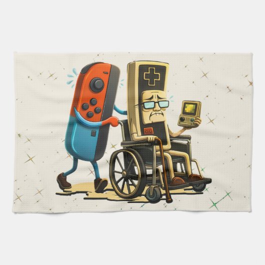 Respect Your Elders Gaming Control Retro Funny キッチンタオル (横)