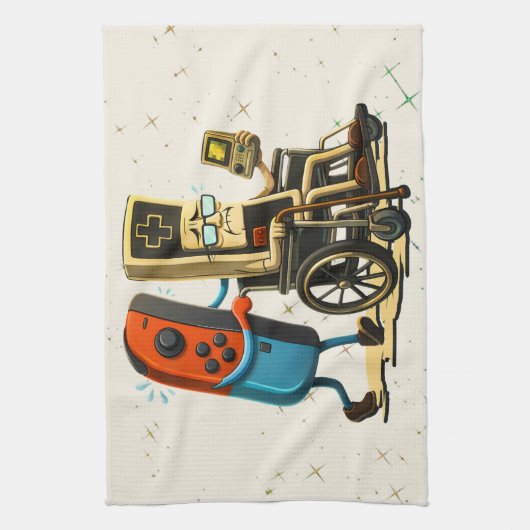 Respect Your Elders Gaming Control Retro Funny キッチンタオル (縦)