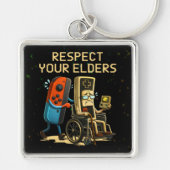 Respect Your Elders Gaming Control Retro Funny キーホルダー (正面)