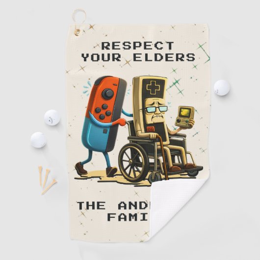 Respect Your Elders Gaming Control Retro Funny ゴルフタオル (インサイチュ)