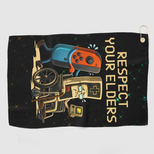 Respect Your Elders Gaming Control Retro Funny ゴルフタオル (横)