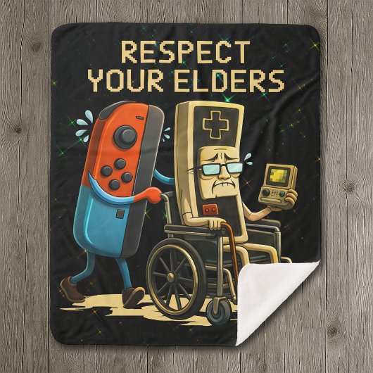 Respect Your Elders Gaming Control Retro Funny シェルパブランケット