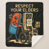 Respect Your Elders Gaming Control Retro Funny シェルパブランケット (正面)