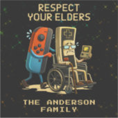Respect Your Elders Gaming Control Retro Funny シール (正面)